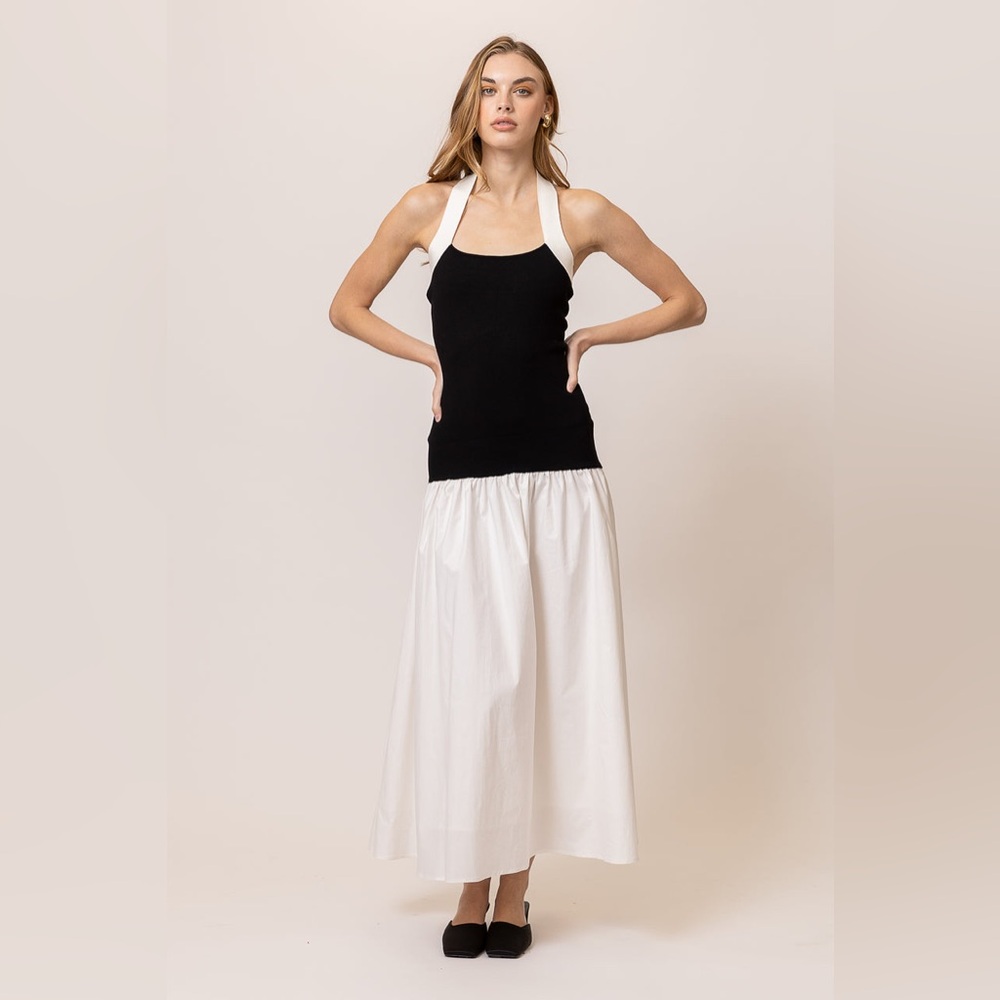 Line & Dot KOHL MIX-MEDIA MAXI DRESS white & Black Size S NWT - Picture 3 of 8